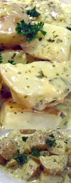 Baby Potatoes with Creamy Garlic Sauce