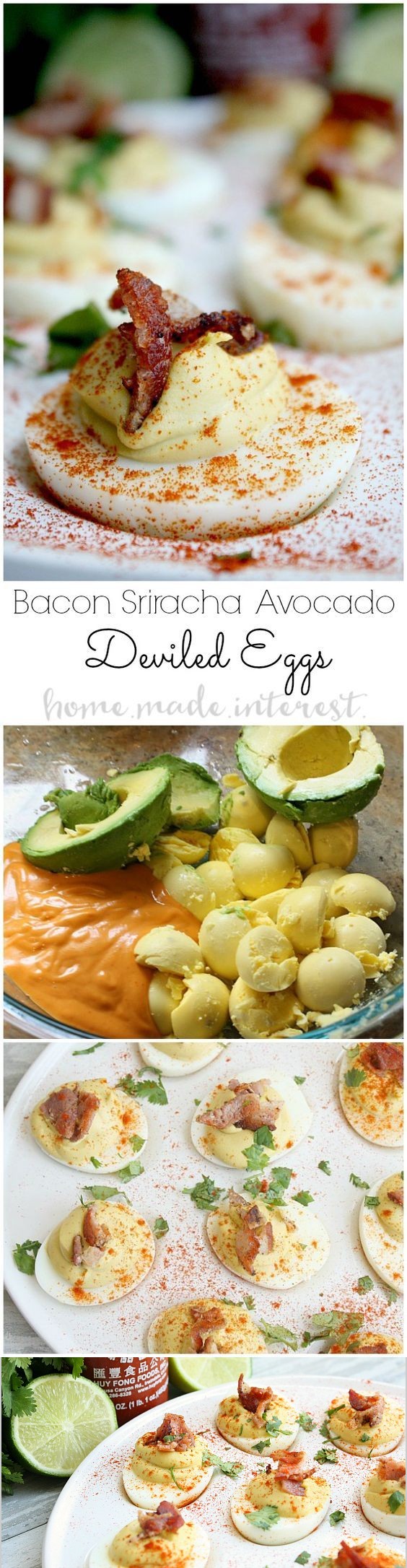 Bacon Sriracha Avocado Deviled Eggs