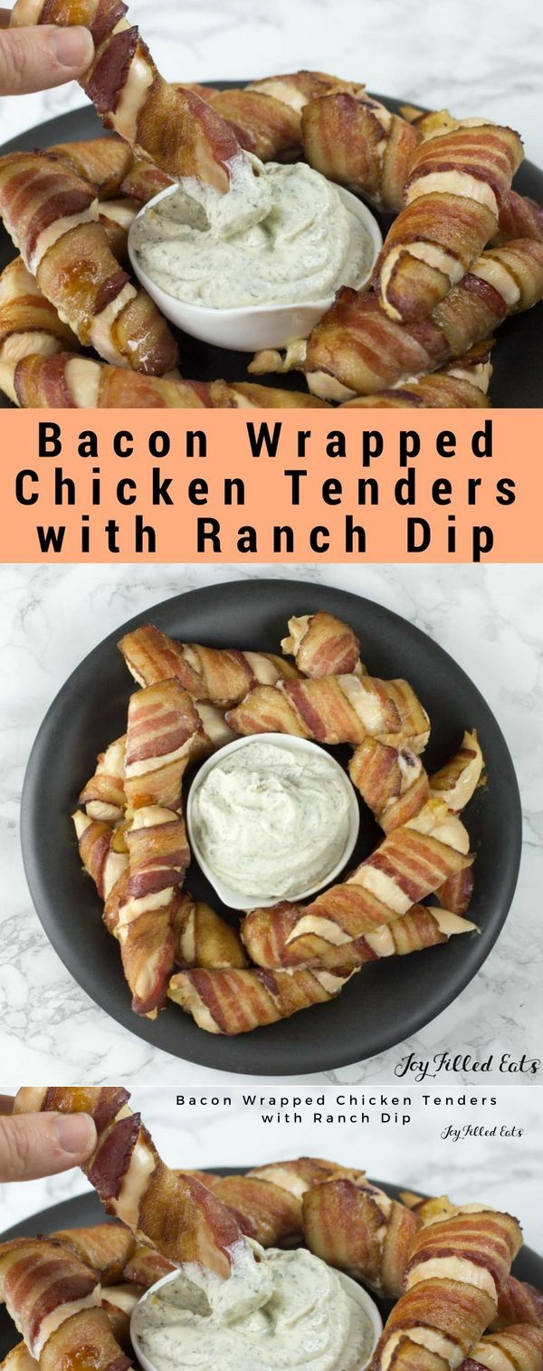 Bacon Wrapped Chicken Tenders with Ranch Dip