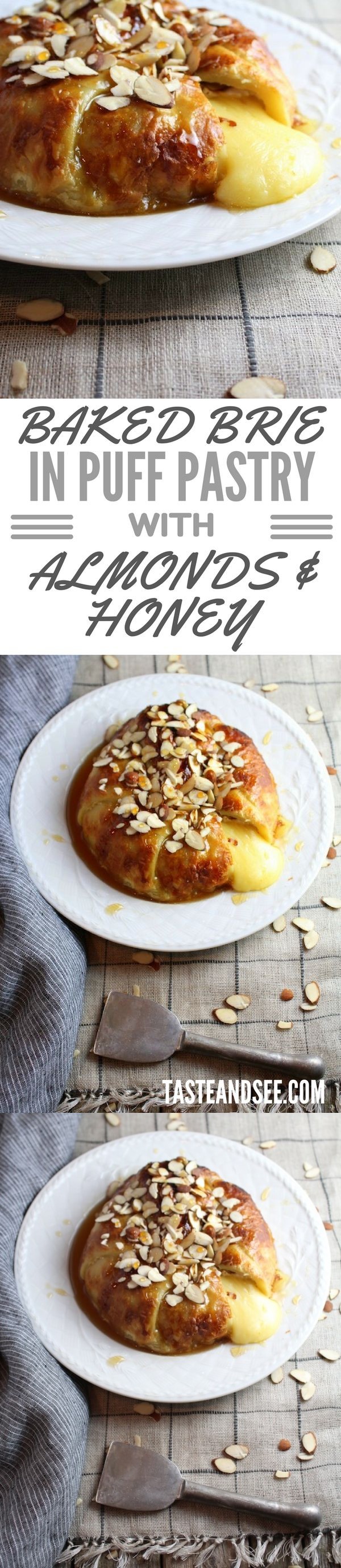 Baked Brie in Puff Pastry with Honey and Almonds