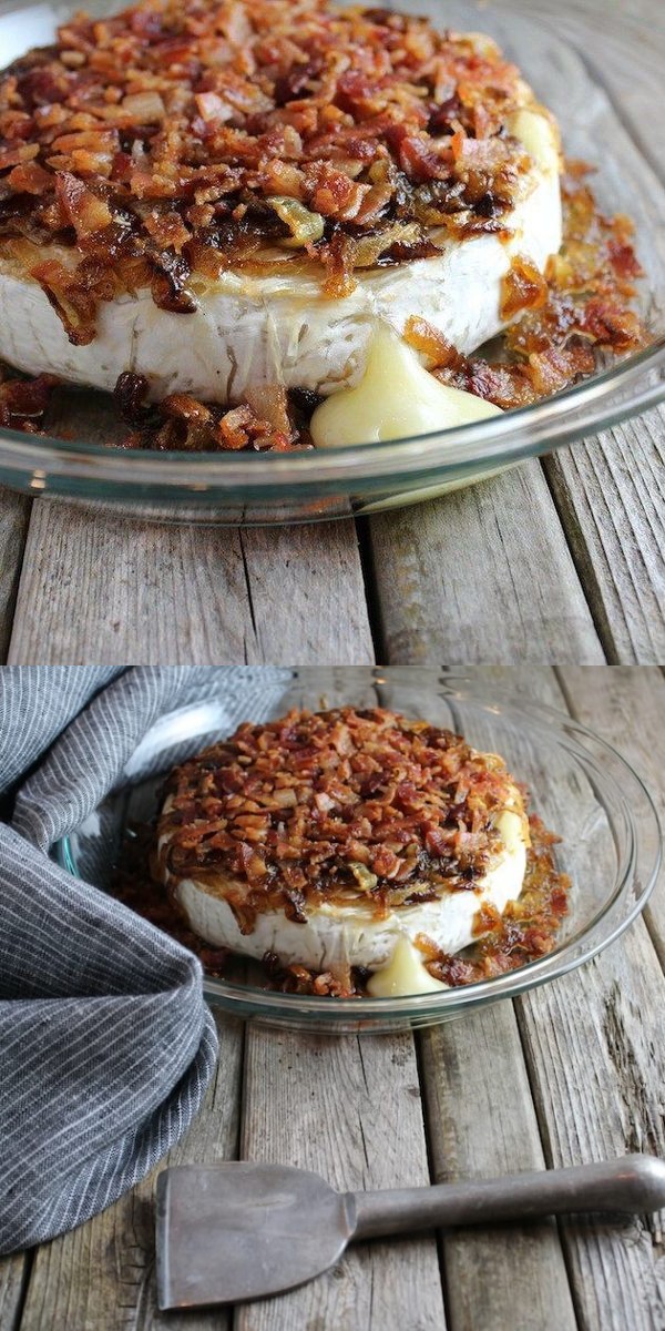 Baked Brie with Caramelized Onions and Bacon