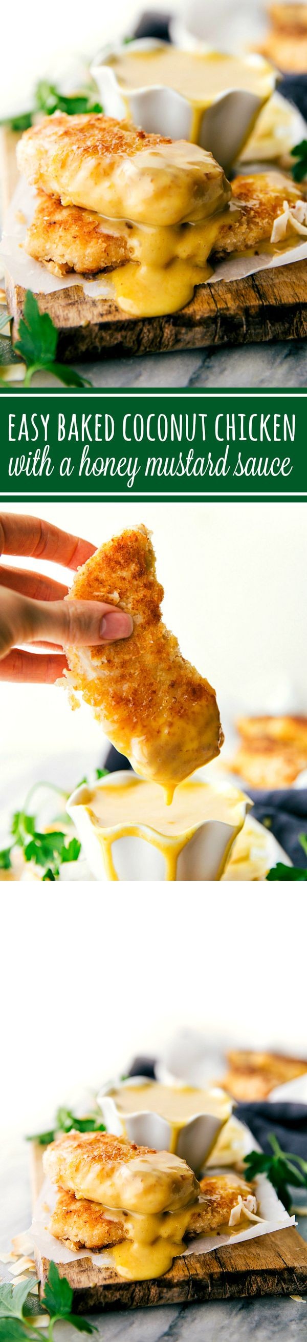 Baked Coconut Crusted Chicken Tenders with Creamy Honey Mustard Dipping Sauce