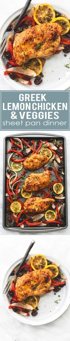 Baked Greek Chicken & Veggies Sheet Pan Dinner