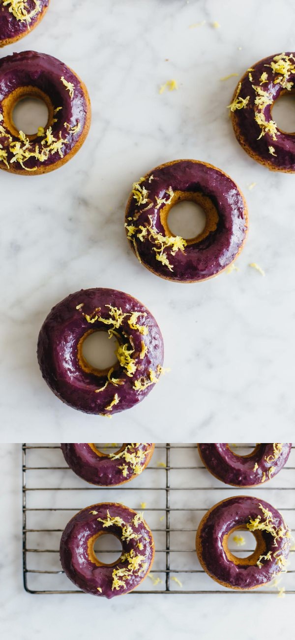 Baked Lemon Donuts with Blackberry Glaze (gluten-free, paleo