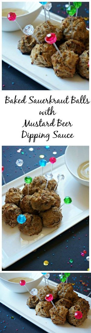 Baked Sauerkraut Balls with Mustard Beer Dipping Sauce