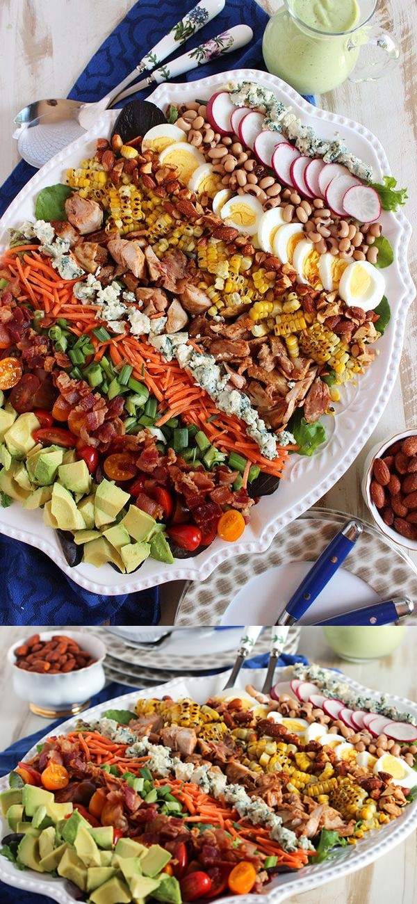 Barbecue Chicken Cobb Salad with Avocado Ranch Dressing