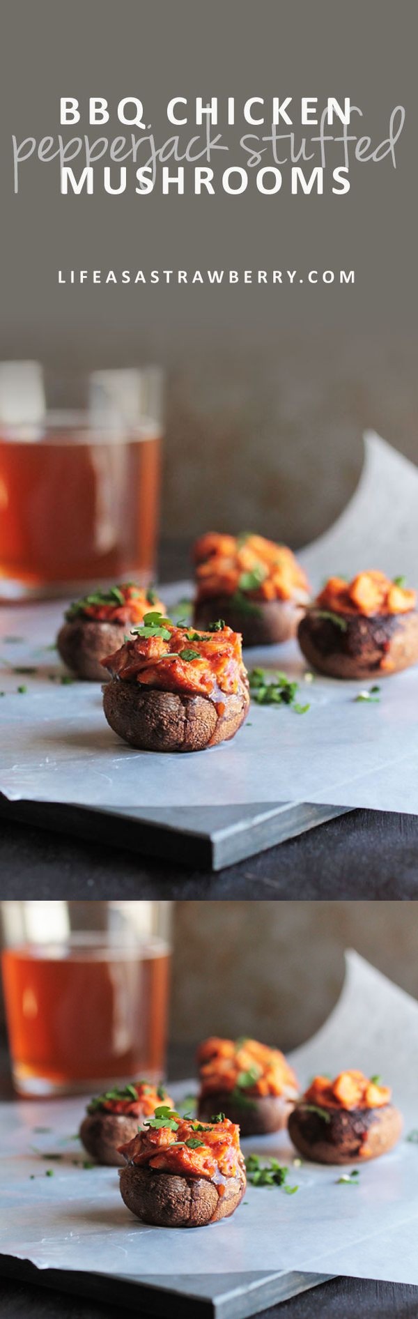 BBQ Chicken Pepper Jack Stuffed Mushrooms