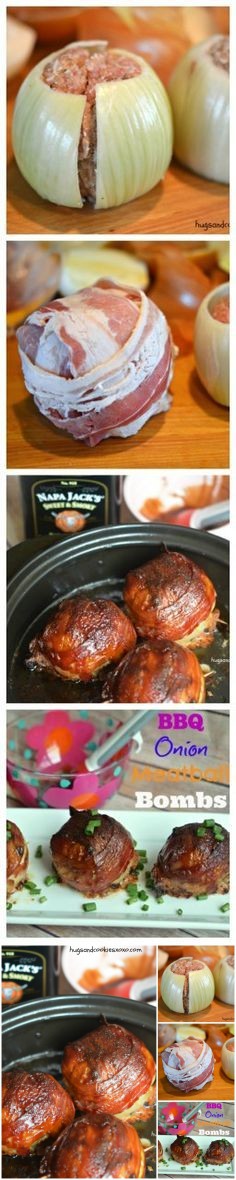 BBQ Onion Meatball Bombs