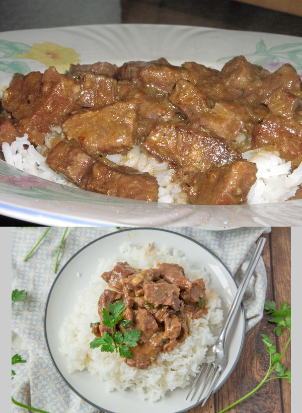 Beef Tips on Rice - Pressure Cooker