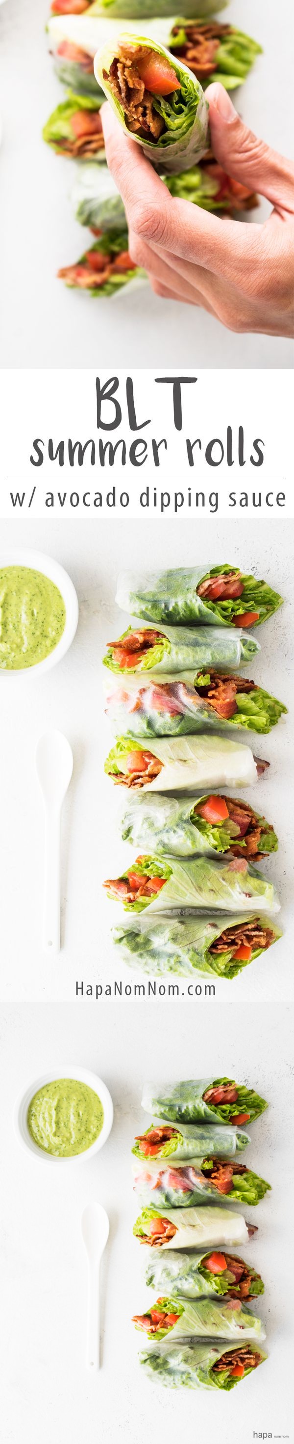 BLT Summer Rolls with Avocado Dipping Sauce