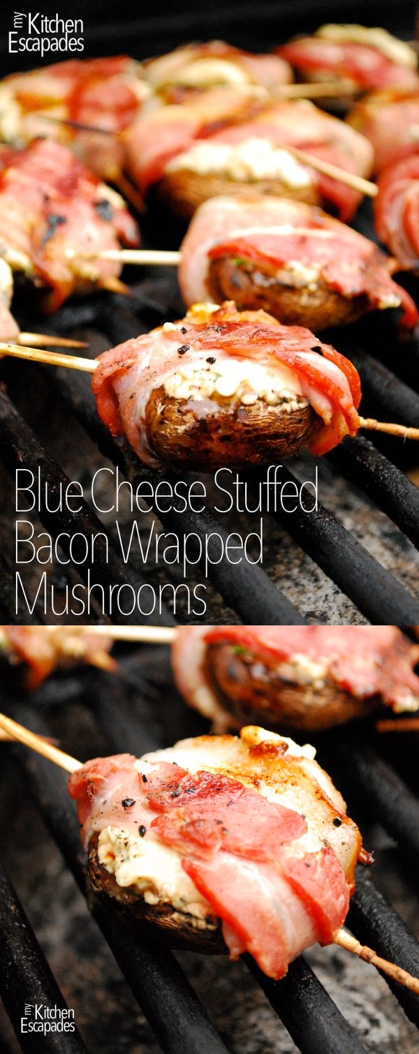 Blue Cheese Stuffed Bacon Wrapped Mushrooms