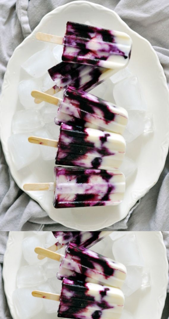 Blueberry Vanilla Breakfast Popsicles