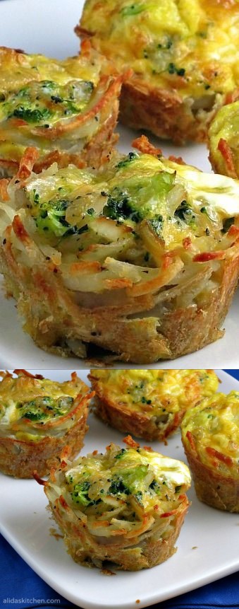 Broccoli, Cheddar & Egg Hashbrowns Cups