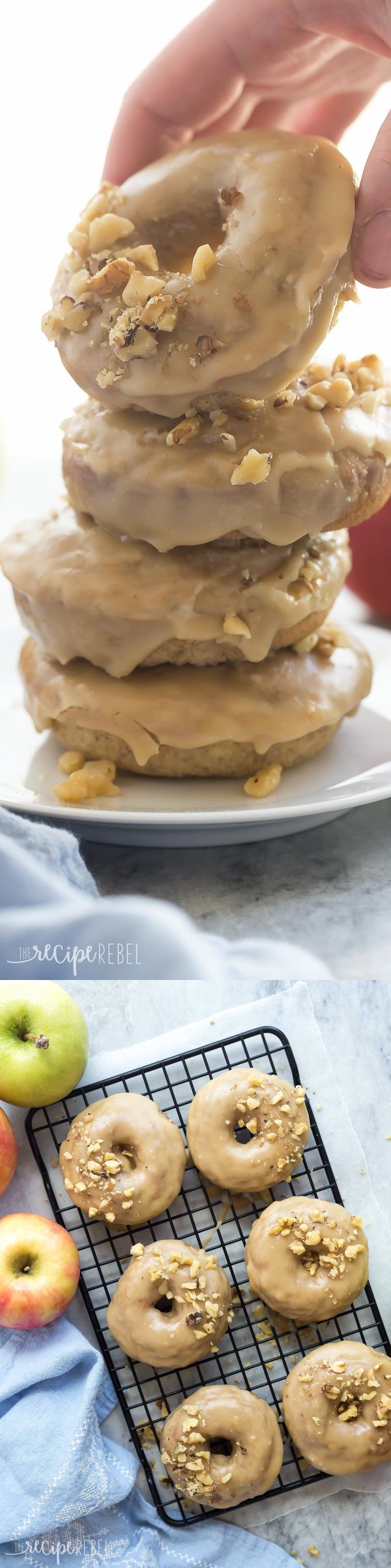 Brown Sugar Glazed Apple Cinnamon Baked Donuts