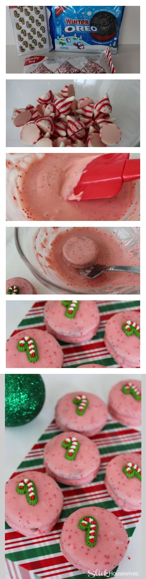 Candy Cane Kiss Dipped Oreos