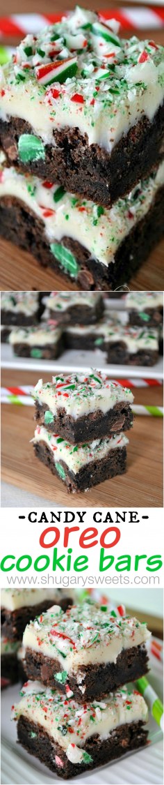 Candy Cane Oreo Cookie Bars