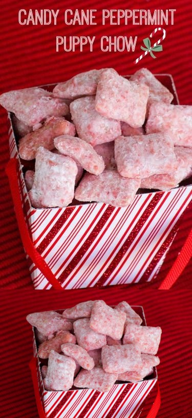 Candy Cane Peppermint Puppy Chow #SweetEatsHolidayTreats