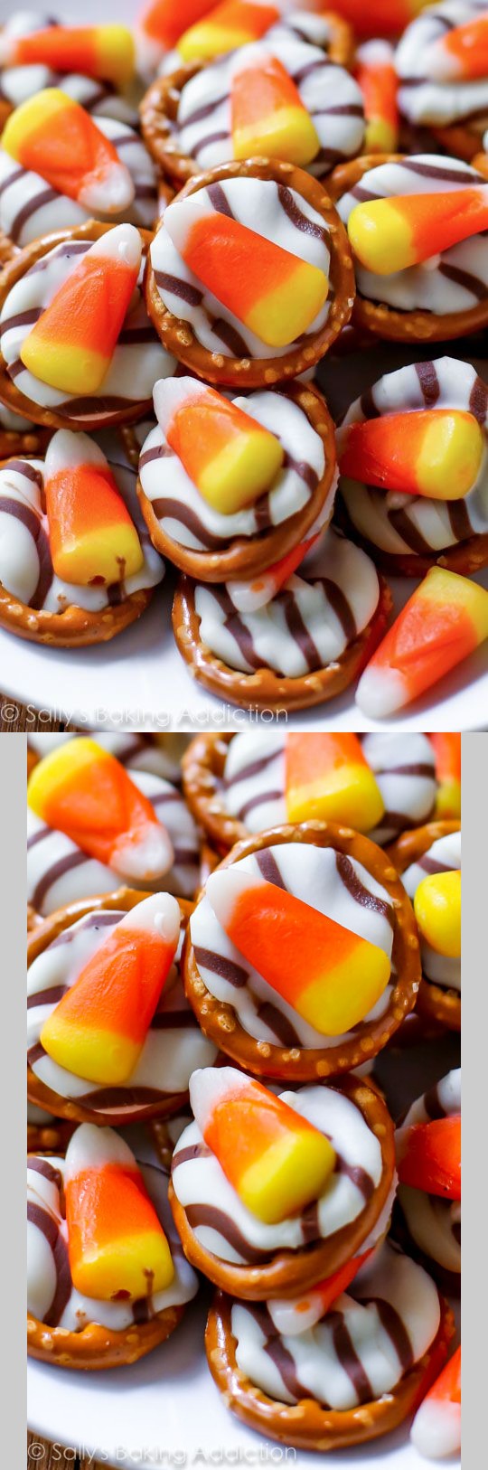 Candy Corn Pretzel Hugs