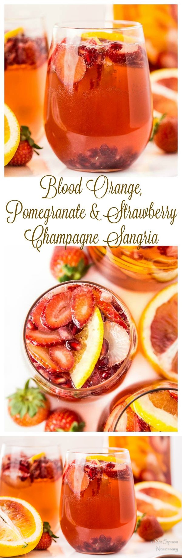 Champagne Sangria (with Blood Orange, Pomegranate & Strawberry