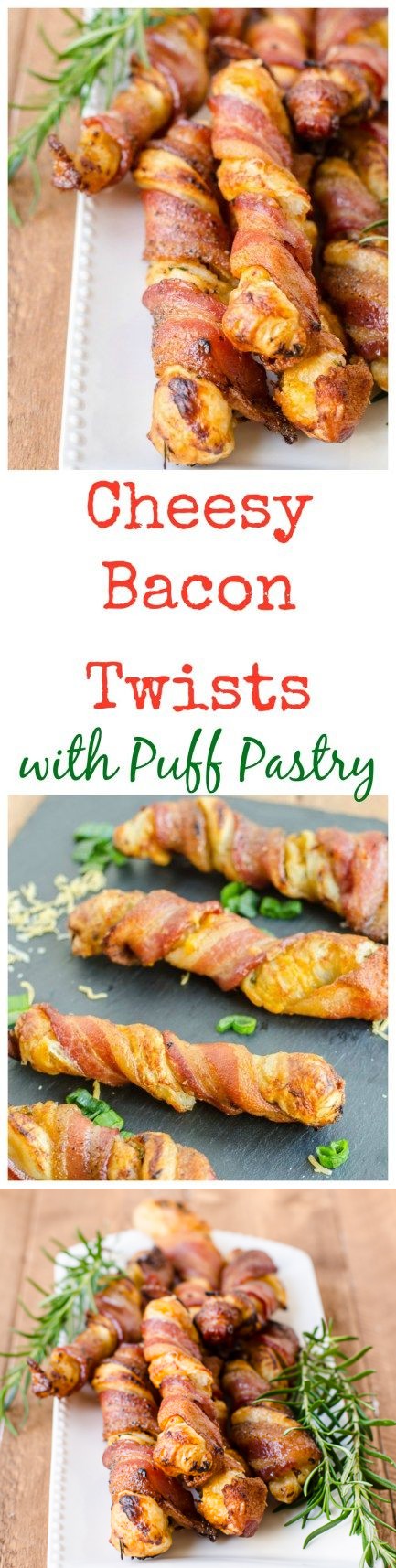 Cheesy Bacon Twists with Puff Pastry