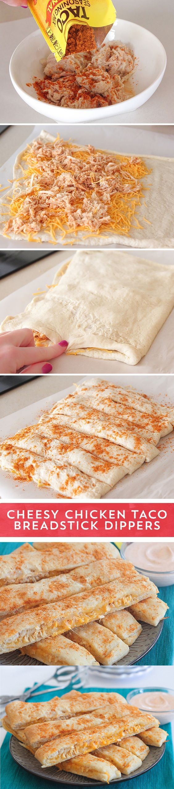 Cheesy Chicken Taco Breadstick Dippers