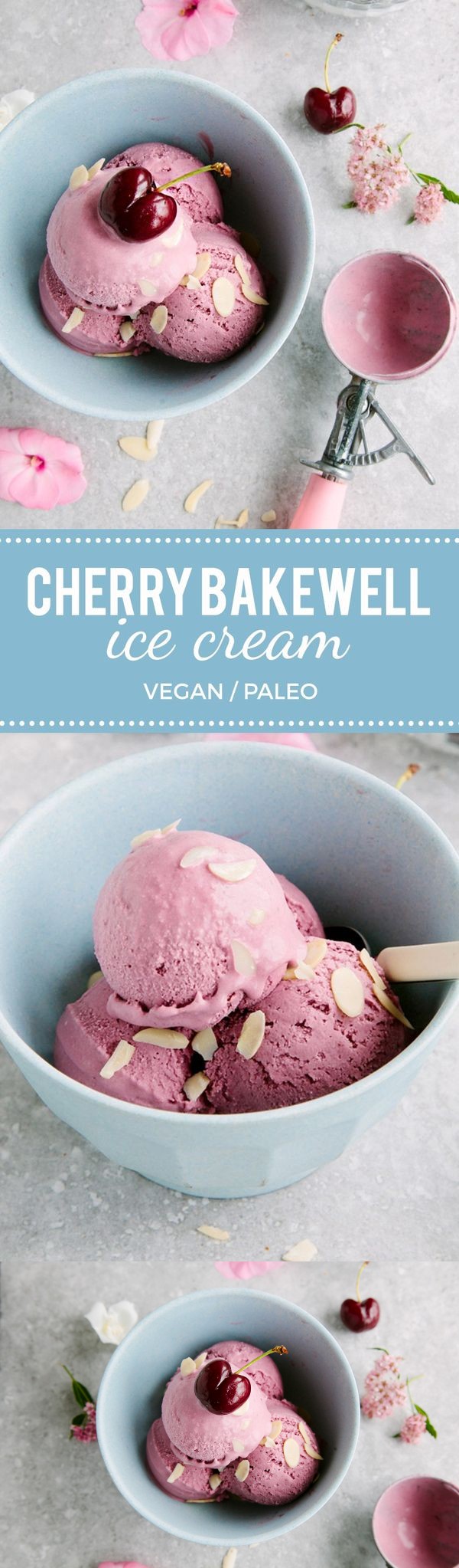 Cherry Bakewell Ice Cream (Vegan + Paleo