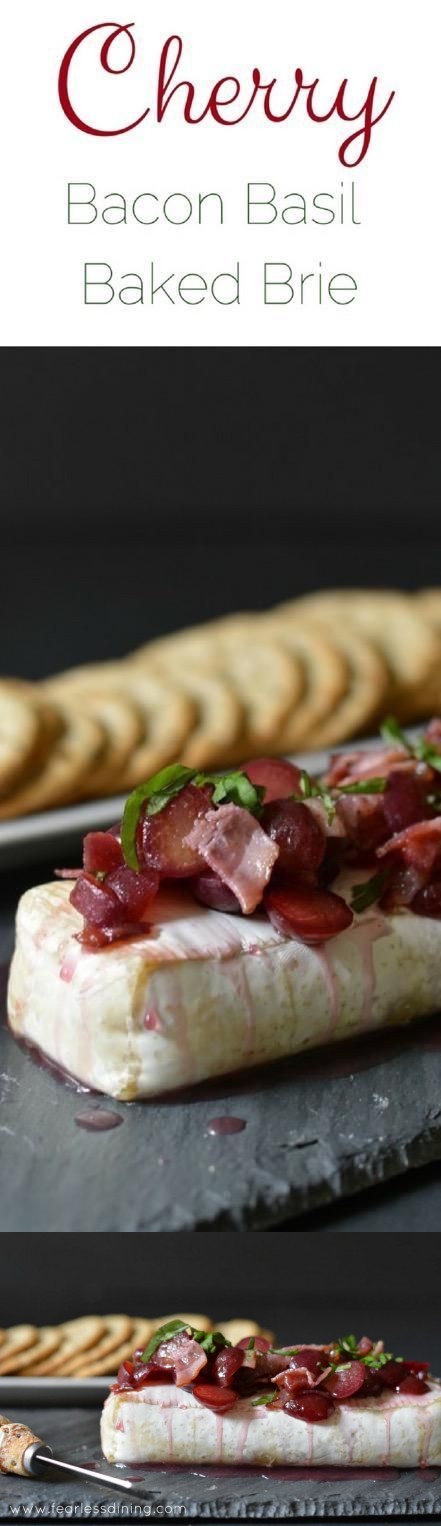 Cherry, Basil, and Bacon Baked Brie