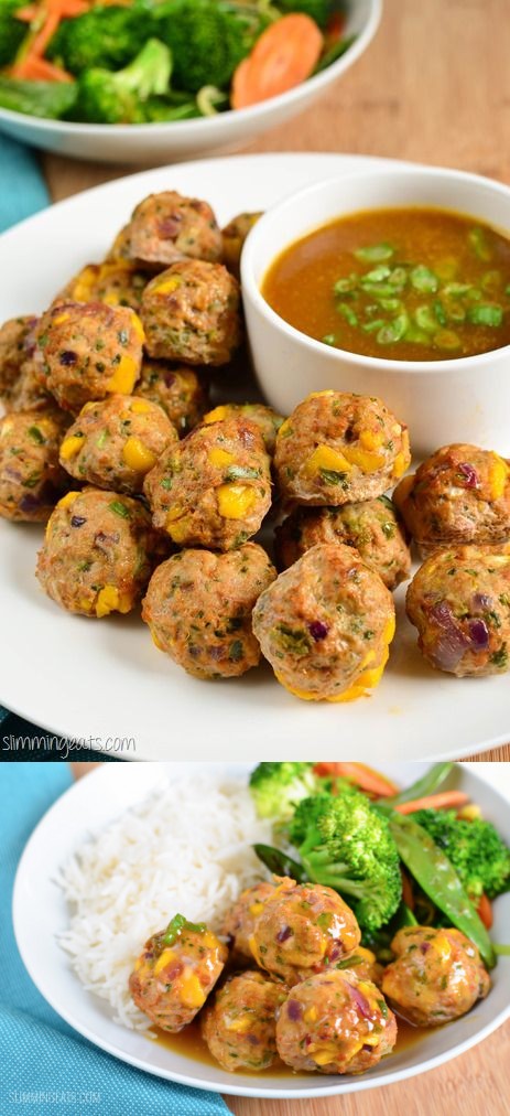 Chicken and Mango Meatballs with a Spicy Mango Sauce