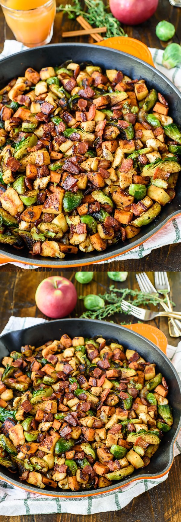 Chicken, Apple, Sweet Potato, and Brussels Sprouts Skillet