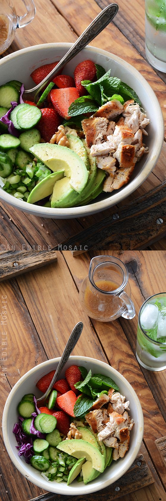 Chicken Salad Bowl with Avocado, Strawberry, and Walnut (Paleo