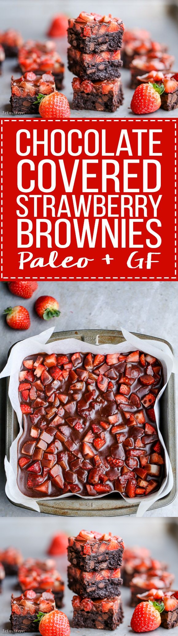 Chocolate Covered Strawberry Brownies (Paleo