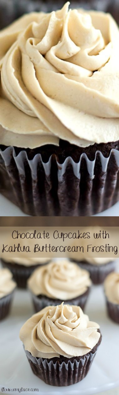 Chocolate Cupcakes with Kahlua Buttercream Frosting #SundaySupper