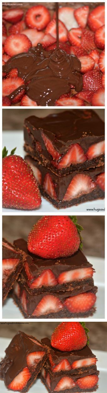 Chocolate Dipped Strawberry Brownies