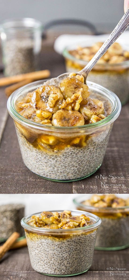 Cinnamon Maple Chia Seed Pudding with Bananas Foster Topping