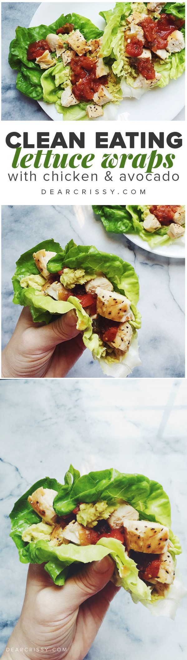 Clean Eating Lettuce Wraps with Chicken and Avocado