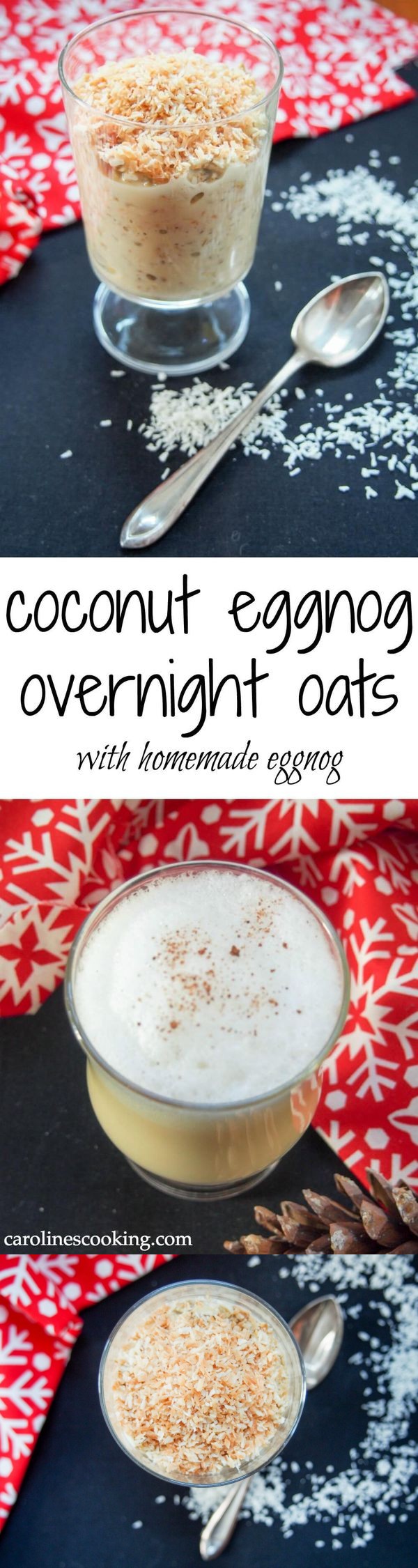 Coconut eggnog overnight oats (with homemade eggnog #SundaySupper