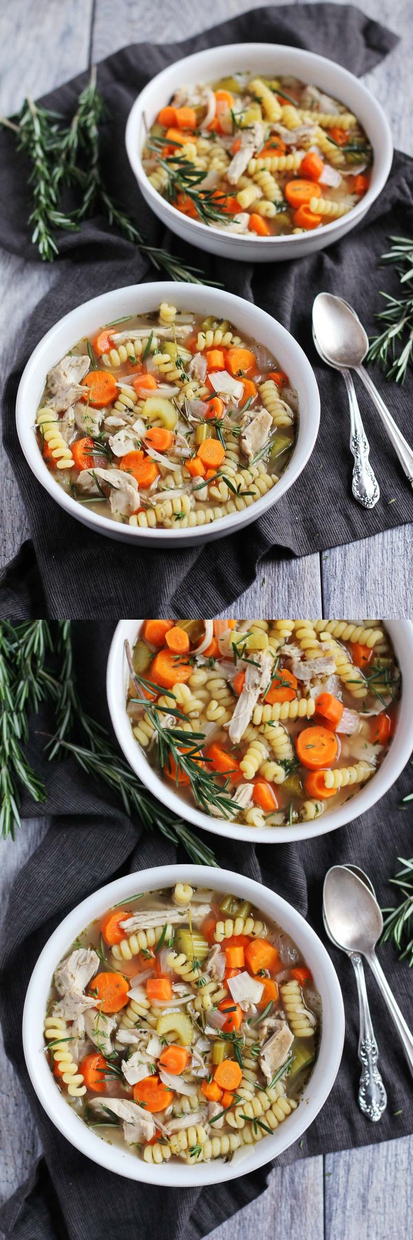 Comforting & Healthy Slow Cooker Chicken Noodle Soup (with a hint of lemon & rosemary