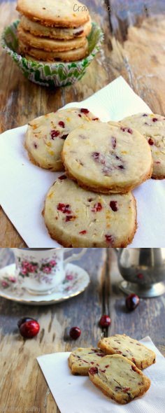 Cranberry Orange Almond Shortbread Cookies