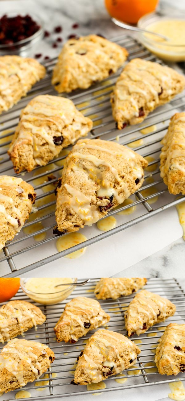 Cranberry Orange Scones with Orange Nutmeg Glaze