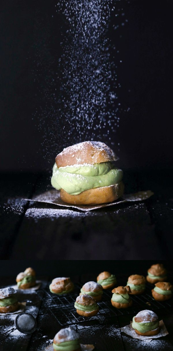 Cream Puffs with Matcha Coconut Cream