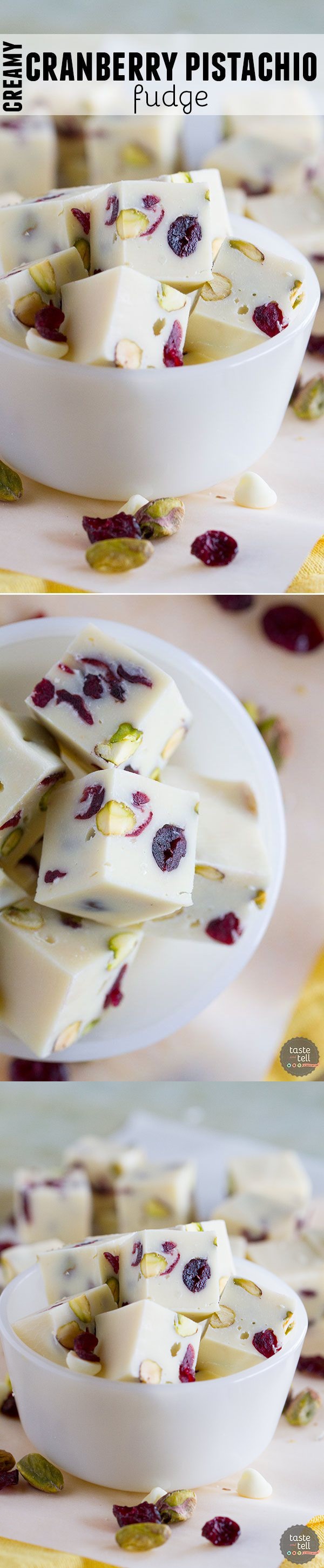 Creamy Cranberry Pistachio Fudge