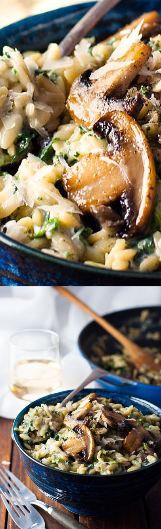 Creamy Mushroom and Spinach Orzo (Risoni (One Pot