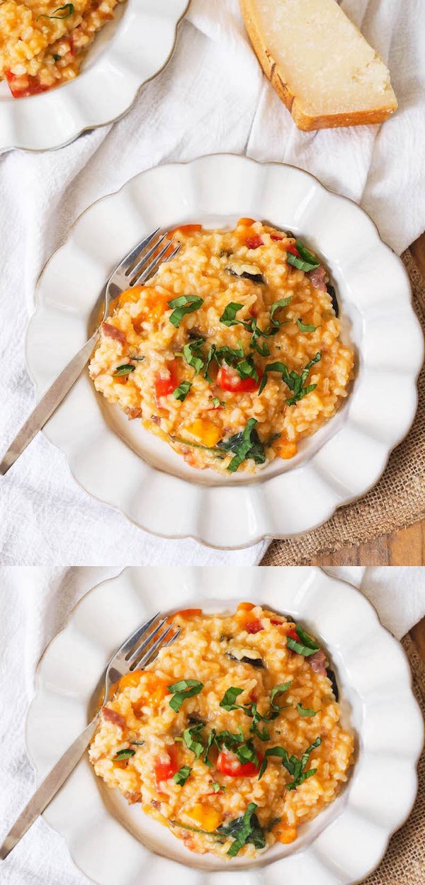 Creamy Tomato Basil Risotto with Prosciutto