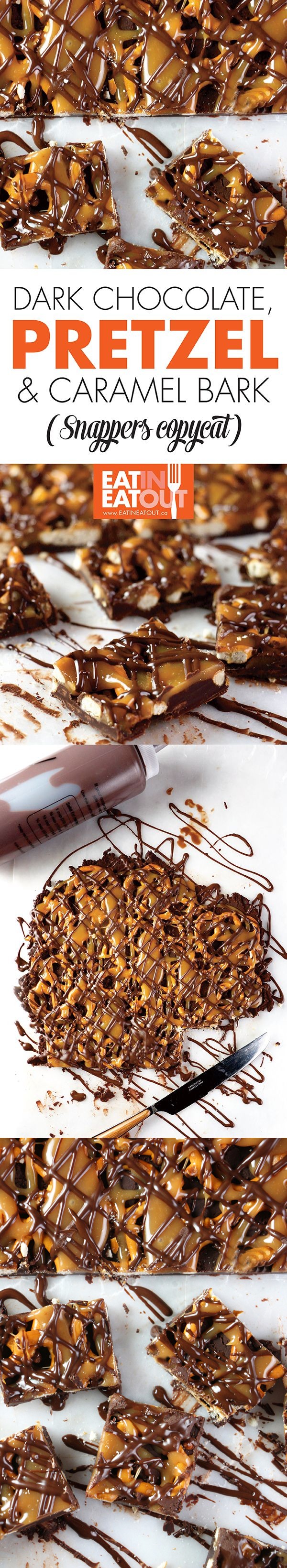 Dark Chocolate, Pretzel & Caramel Bark (Snappers Copycat