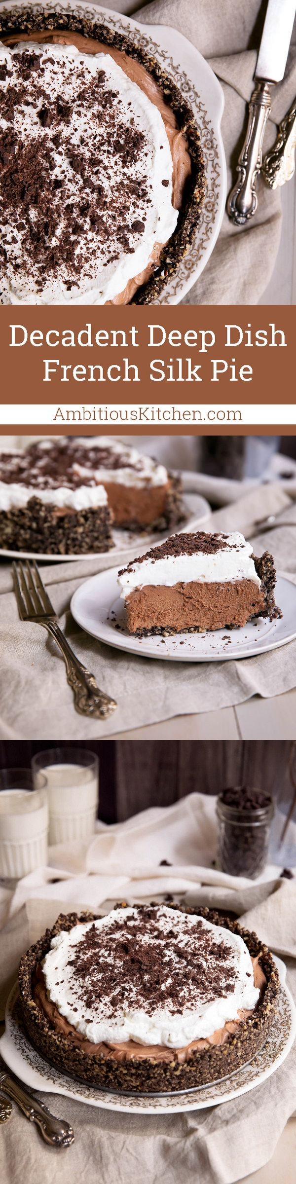 Deep Dish French Silk Pie with Hazelnut Oreo Cookie Crust