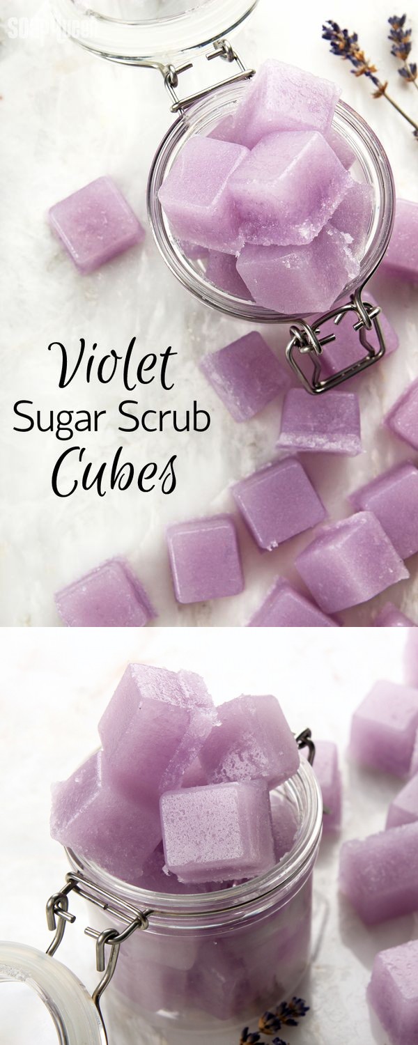 DIY Violet Sugar Scrub Cubes