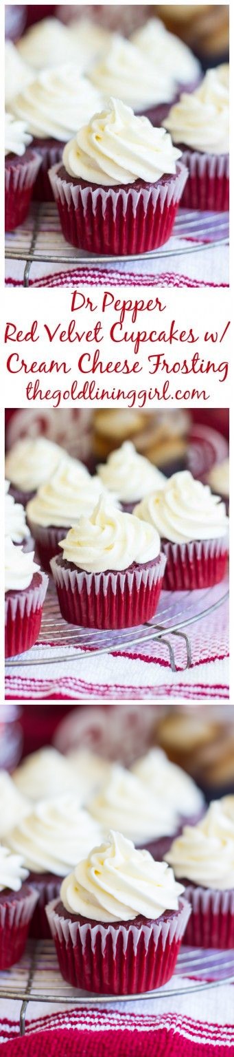 Dr Pepper Red Velvet Cupcakes with Cream Cheese Frosting