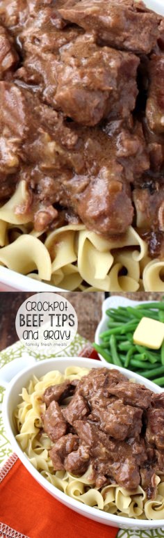 Easy Crockpot Beef Tips with Gravy