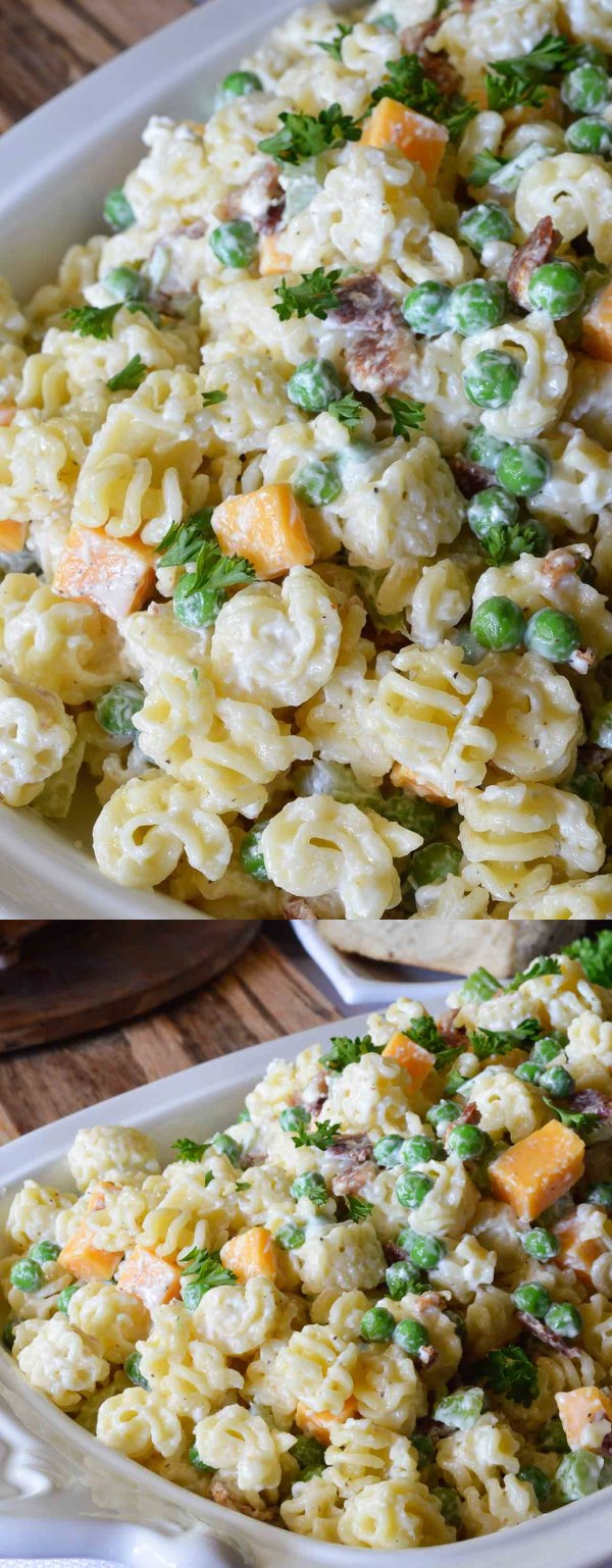 Easy Pasta Salad with Bacon & Peas