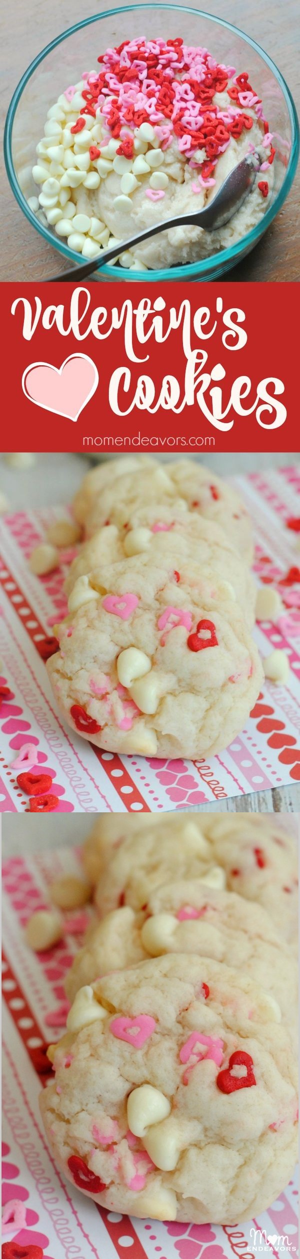 Easy White Chocolate Chip Valentine's Cookies